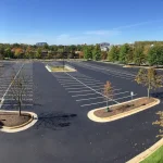 parking lot with fresh sealcoating and line stripings