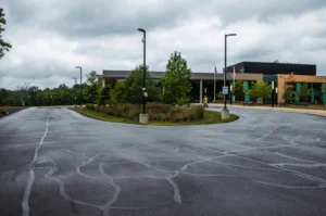 Building Exterior with Sealcoating on Parking Lot