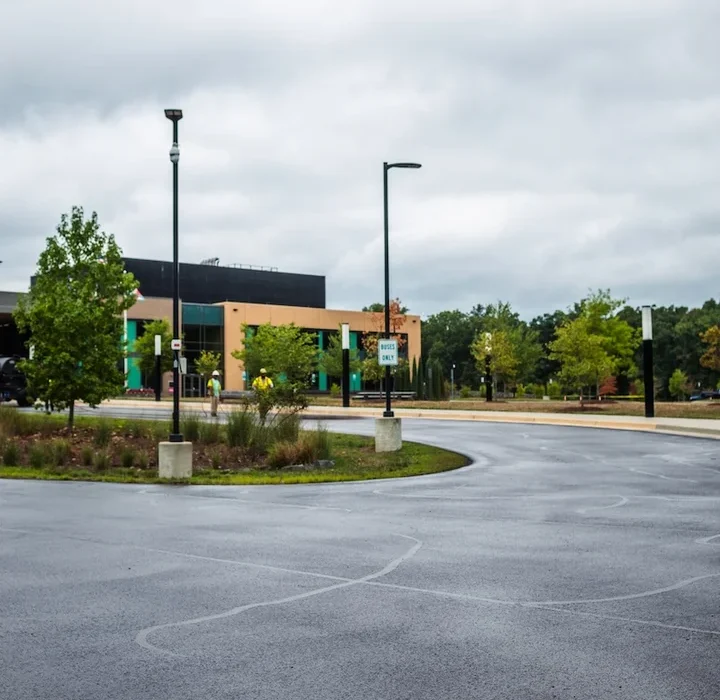 Business Exterior with Parking Lot Sealcoating