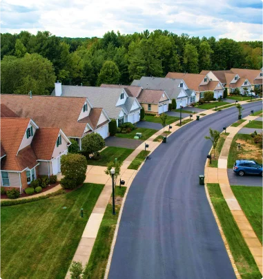 Aerial View of Residential Road